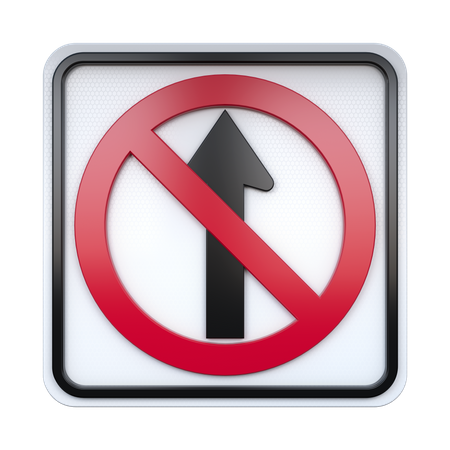No Straight Thru Sign  3D Icon