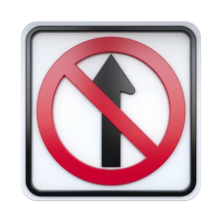 No Straight Thru Sign  3D Icon
