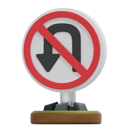 NO TURN BACK LEFT SIGN  3D Icon