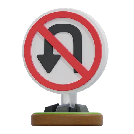 NO TURN BACK LEFT SIGN  3D Icon