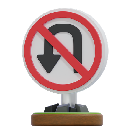 NO TURN BACK LEFT SIGN  3D Icon