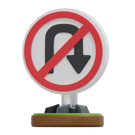 NO TURN BACK RIGHT SIGN  3D Icon