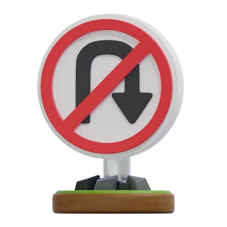 NO TURN BACK RIGHT SIGN  3D Icon