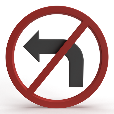 No Turn Left  3D Icon