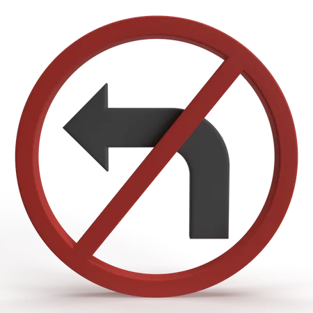 No Turn Left  3D Icon