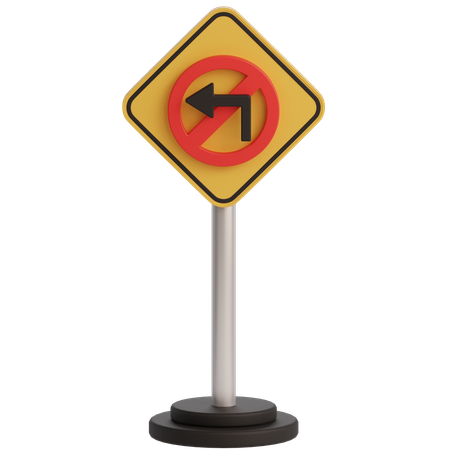 No Turn Left Sign  3D Icon