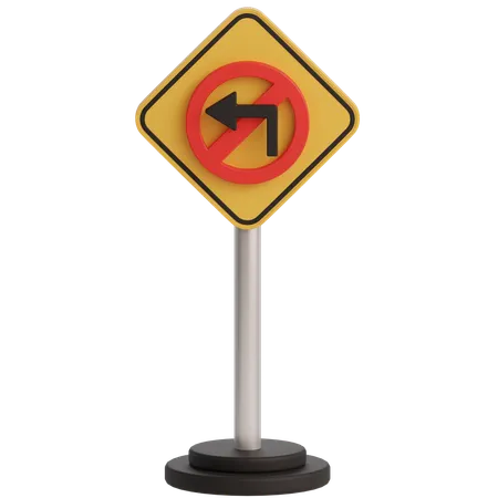 No Turn Left Sign  3D Icon