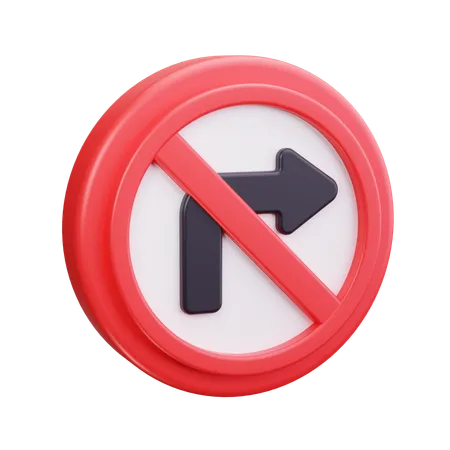 No turn right  3D Icon