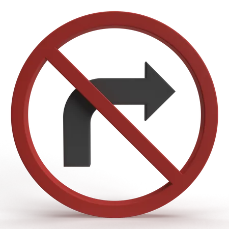 No Turn Right  3D Icon