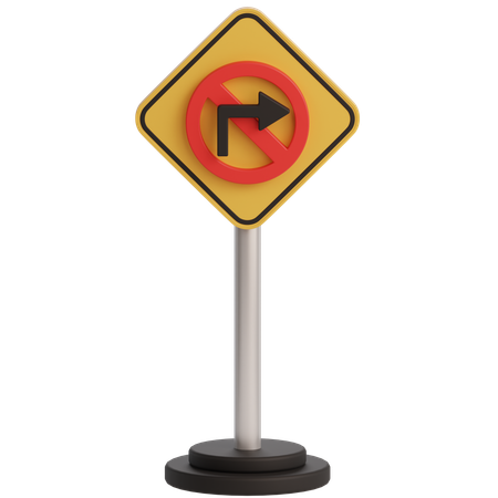 No Turn Right Sign  3D Icon