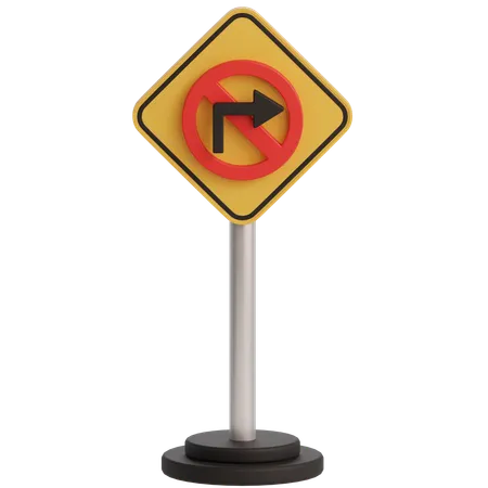 No Turn Right Sign  3D Icon