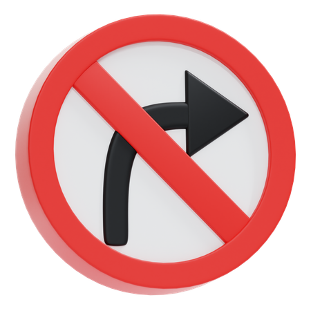 No Turning Right Sign  3D Icon