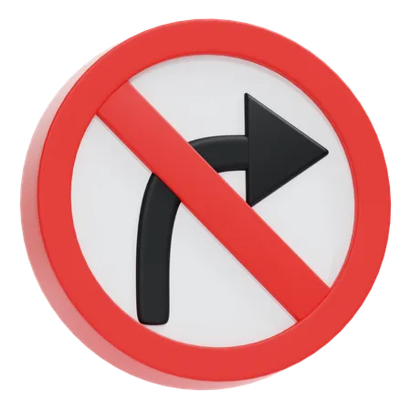 No Turning Right Sign  3D Icon