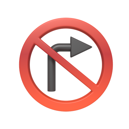 No Turning Sign  3D Icon
