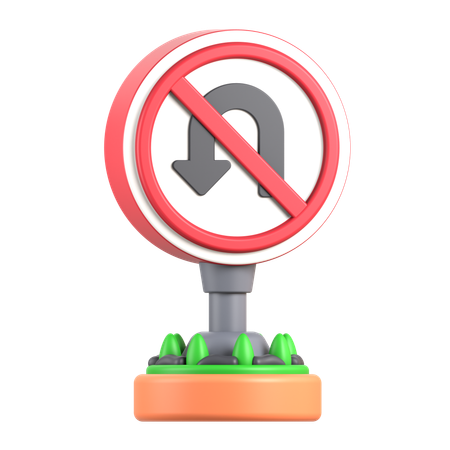 No U Turn  3D Icon