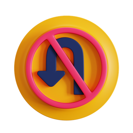 No U Turn  3D Icon