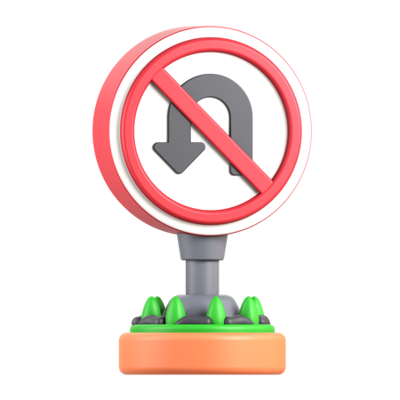 No U Turn  3D Icon