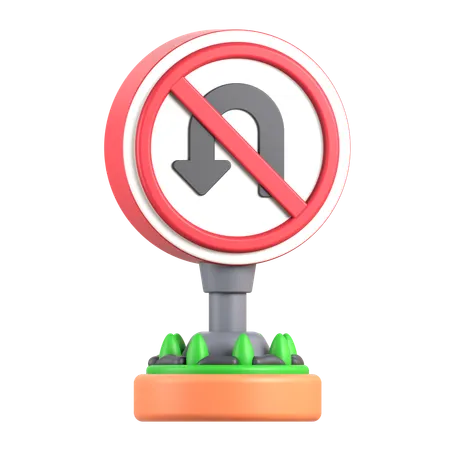 No U Turn  3D Icon