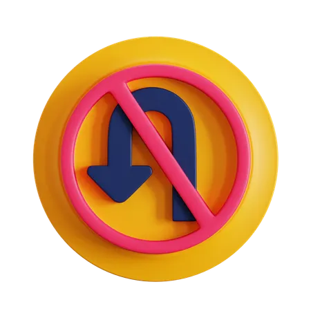 No U Turn  3D Icon