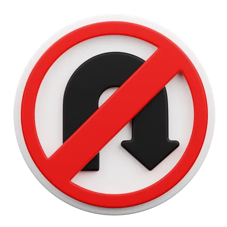 No U Turn  3D Icon