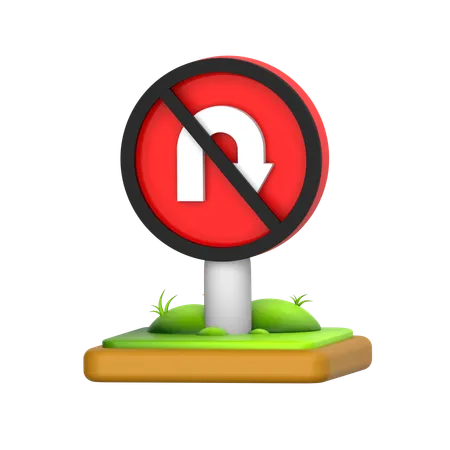 No U Turn  3D Icon