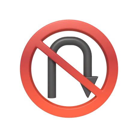 No U Turn Sign 3 D 3D Icon