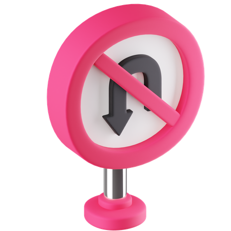 No U-Turn Sign  3D Icon