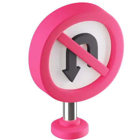 No U-Turn Sign  3D Icon