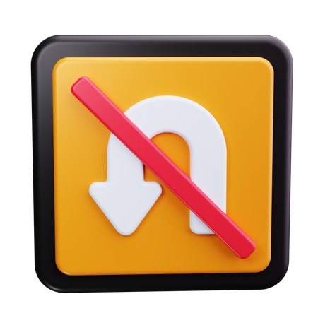 No U-Turn Sign  3D Icon