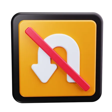 No U-Turn Sign  3D Icon