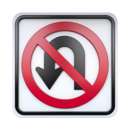 No U Turn Sign  3D Icon