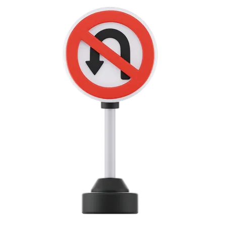 No U-Turn Signs  3D Icon