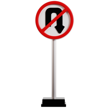 No U Turn Traffic Sign  3D Icon