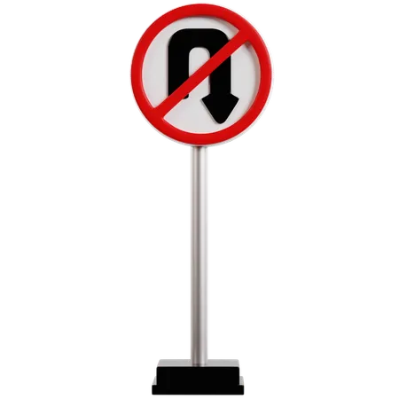 No U Turn Traffic Sign  3D Icon