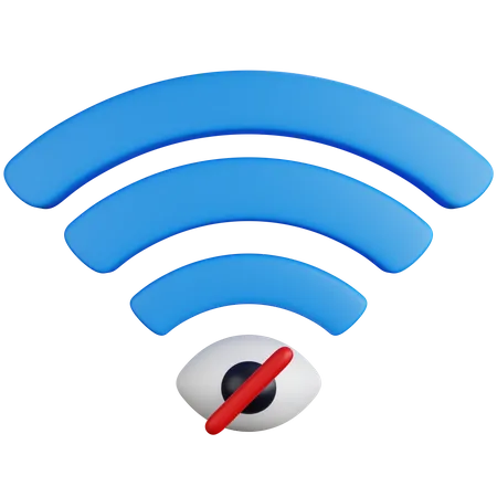 3 D Rendering Wifi Symbol With Crossed Eyes Sign Isolated 3D Icon