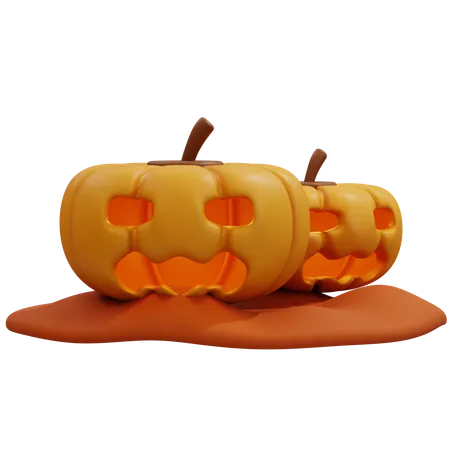 Noche de Halloween espeluznante con calabazas  3D Icon