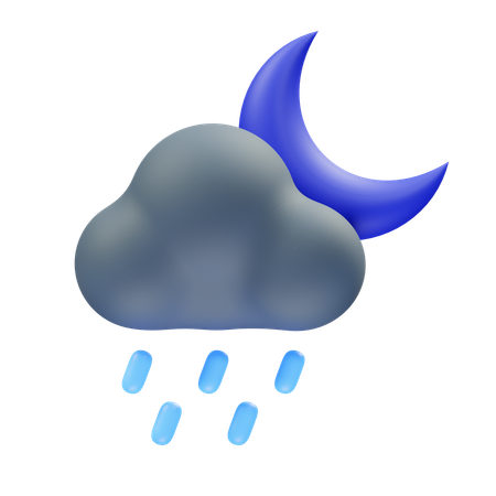 Noche de fuertes lluvias  3D Icon
