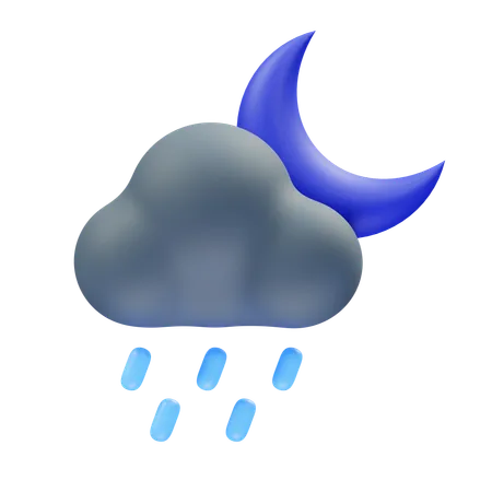 Noche de fuertes lluvias  3D Icon
