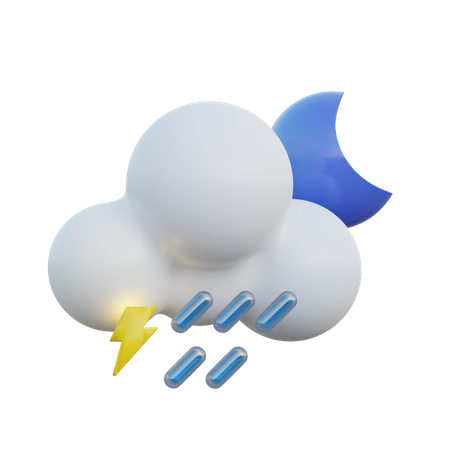 Noche de fuertes lluvias  3D Icon