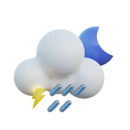 Noche de fuertes lluvias  3D Icon