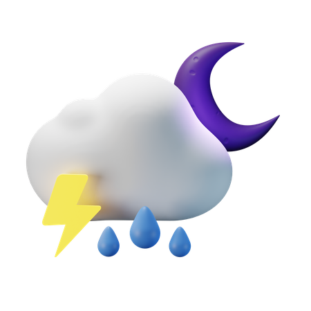 Noche de tormenta fuerte  3D Icon