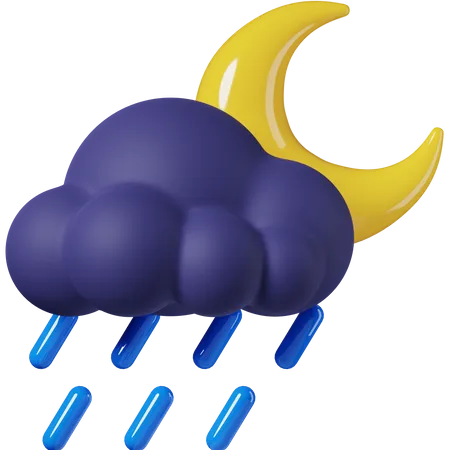 Noche fuerte lluvia  3D Icon