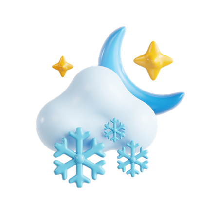 Nube de nieve nocturna  3D Icon