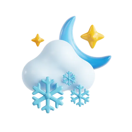 Nube de nieve nocturna  3D Icon