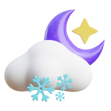 Nube de nieve nocturna  3D Icon