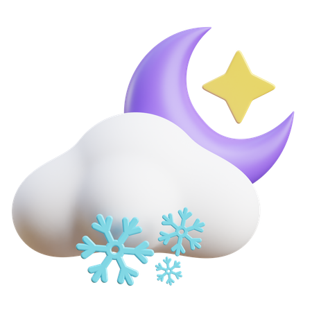 Nube de nieve nocturna  3D Icon