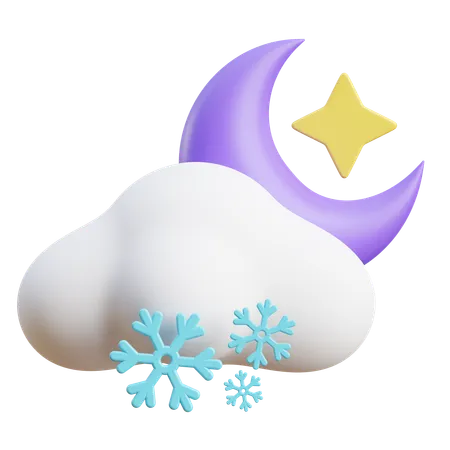 Nube de nieve nocturna  3D Icon