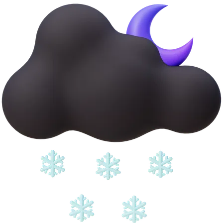 Nubes de cristal nocturno con luna creciente.  3D Icon