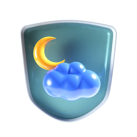 Noche nublada con escudo  3D Icon