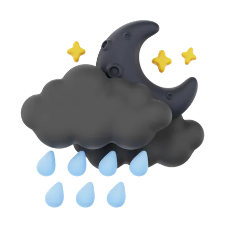 Noche nublada y llovizna  3D Icon